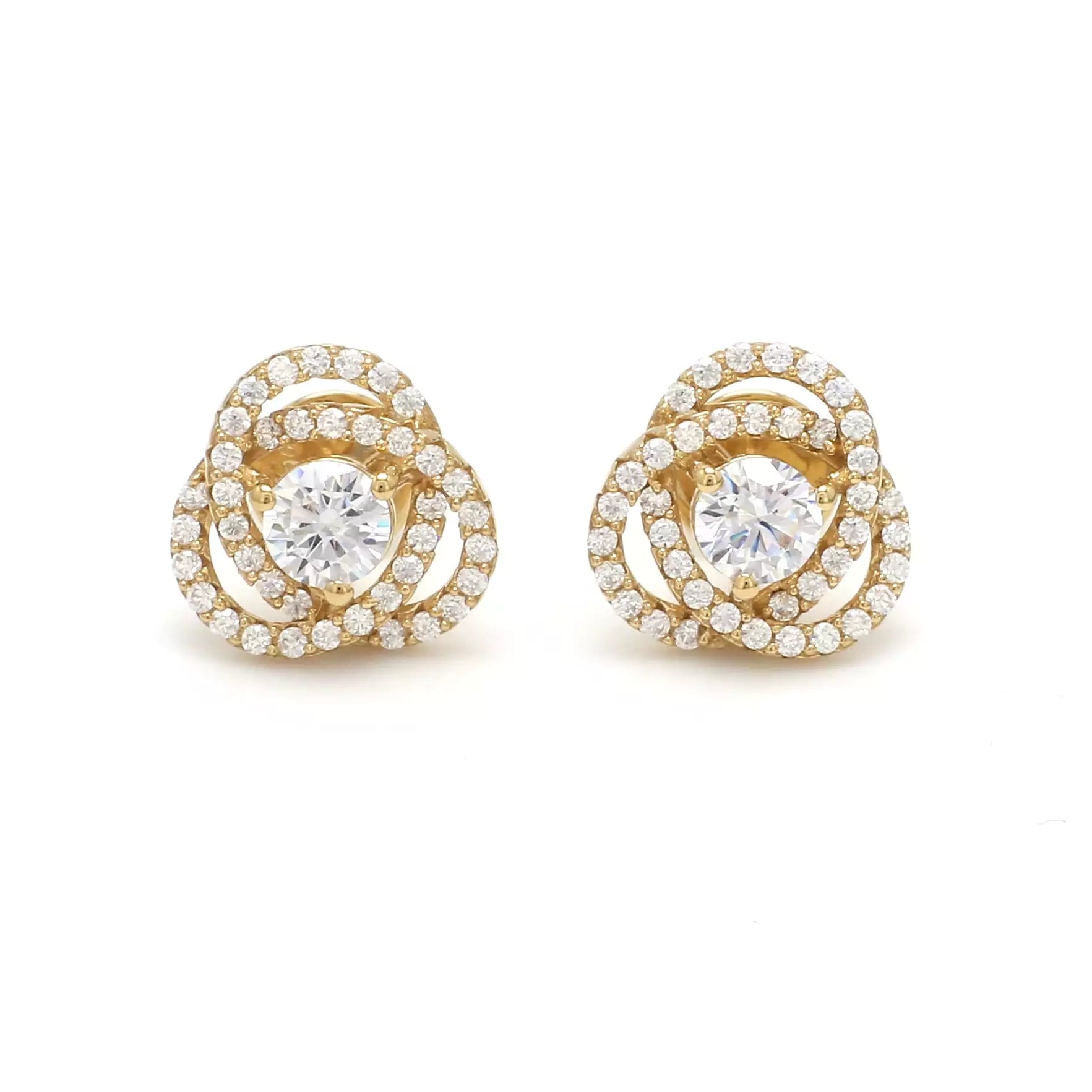 Intertwined Cluster Fauzia Solitaire Studs with Premium Screw Backs