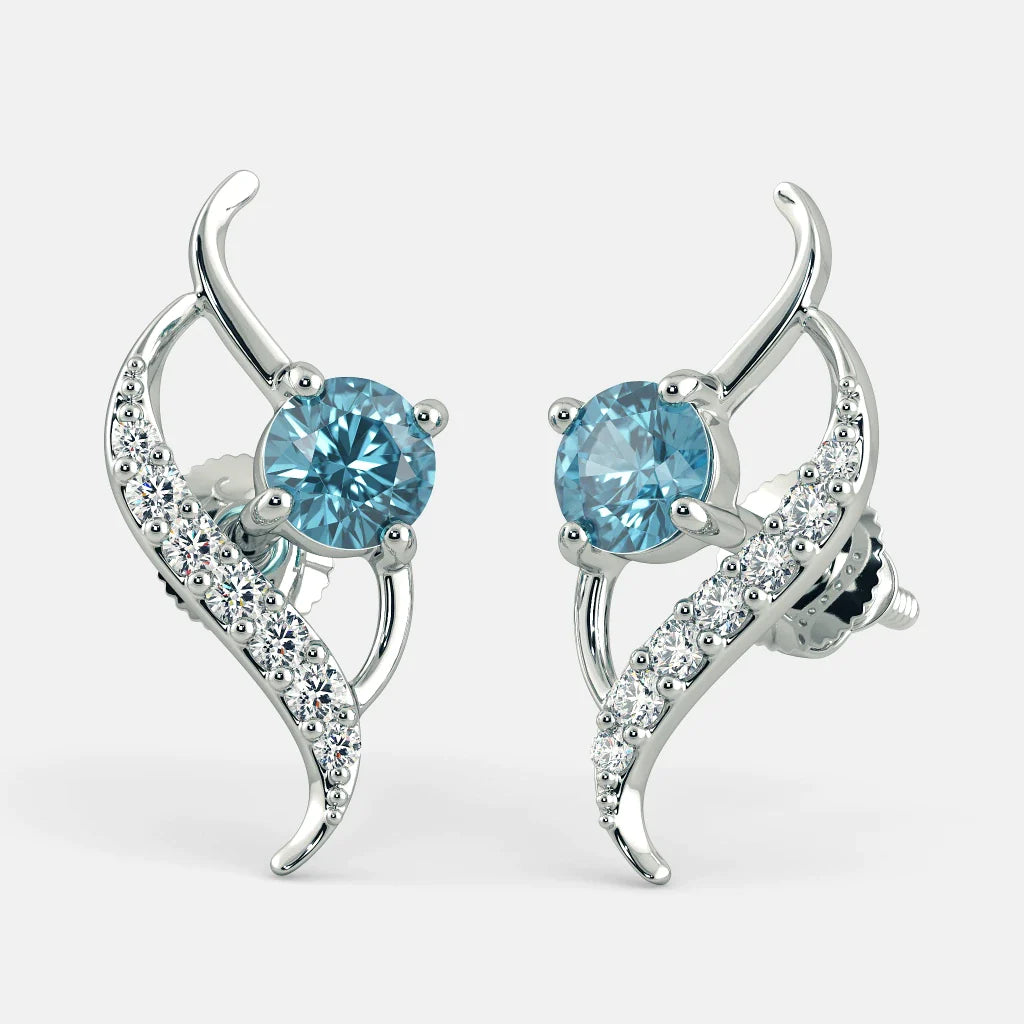 Perfect Gift Bluocean Zircon Earrings 925 Silver