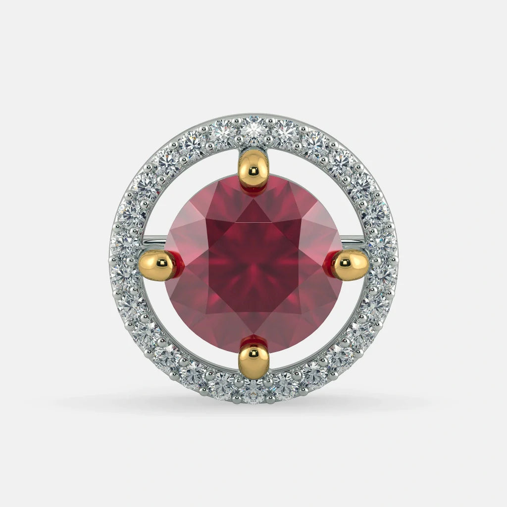 Ruby Stud Earrings 925 Silver