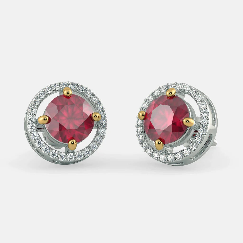Ruby Stud Earrings 925 Silver