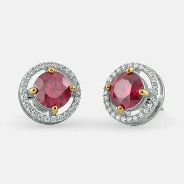 Ruby Stud Earrings 925 Silver