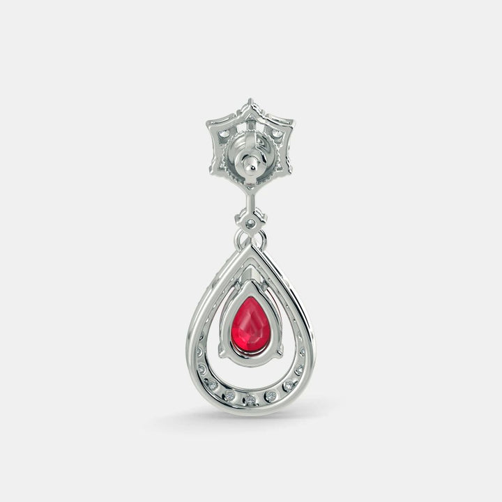 Red Ruby Diamond Earring 925 Silver