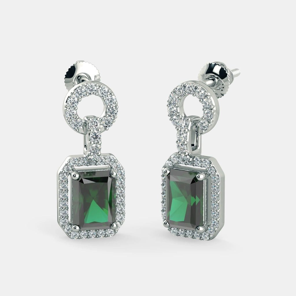 Emerald Cut Zircon Earrings 925 Silver