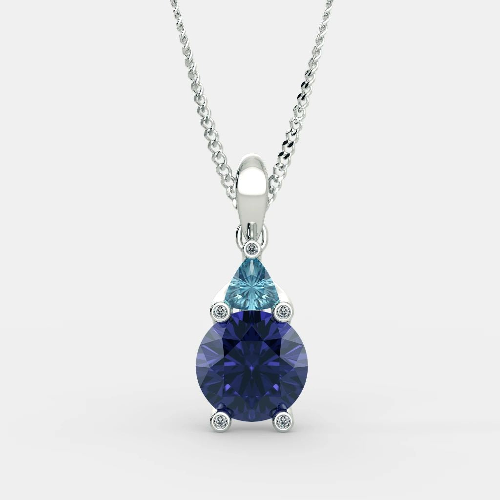 Diana Blue Sapphire Necklace 925 Silver