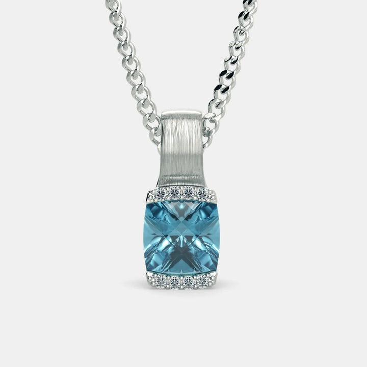 Blue Topaz Zircon Necklace - 925 Silver