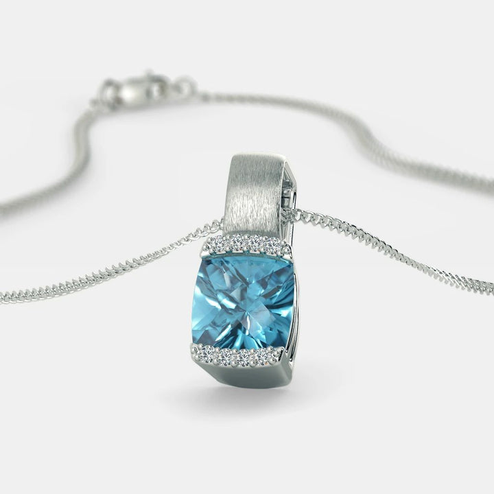 Blue Topaz Zircon Necklace - 925 Silver