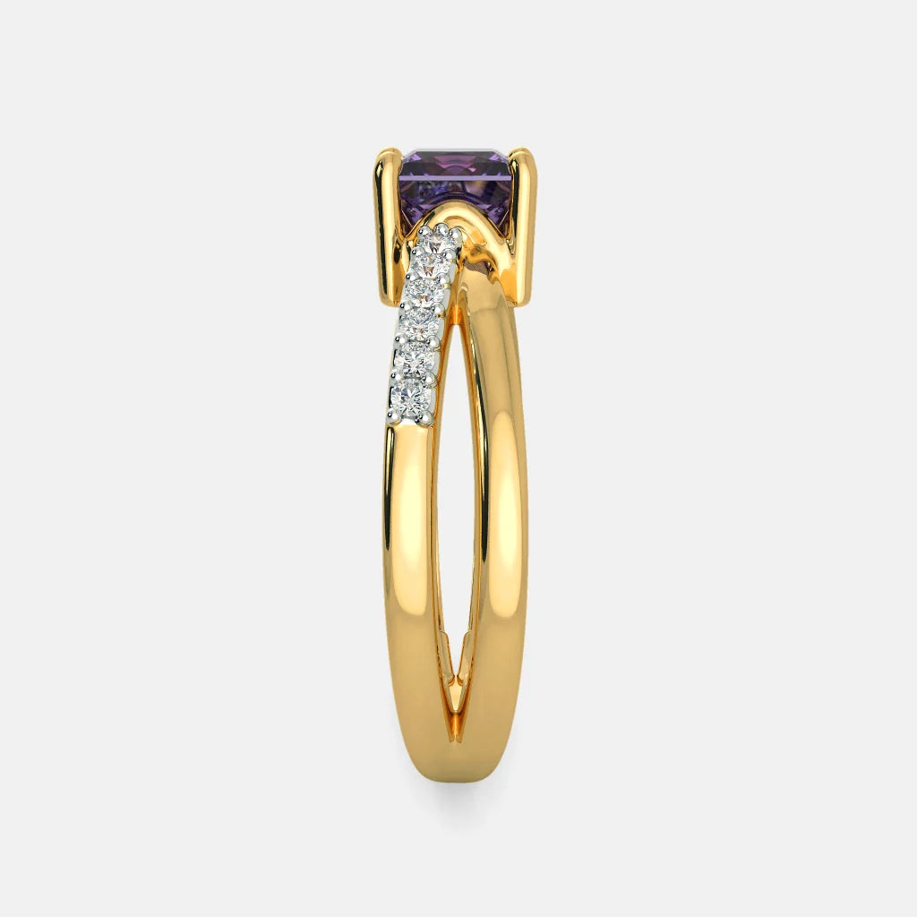 Diamond And Amethyst Elignia Ring