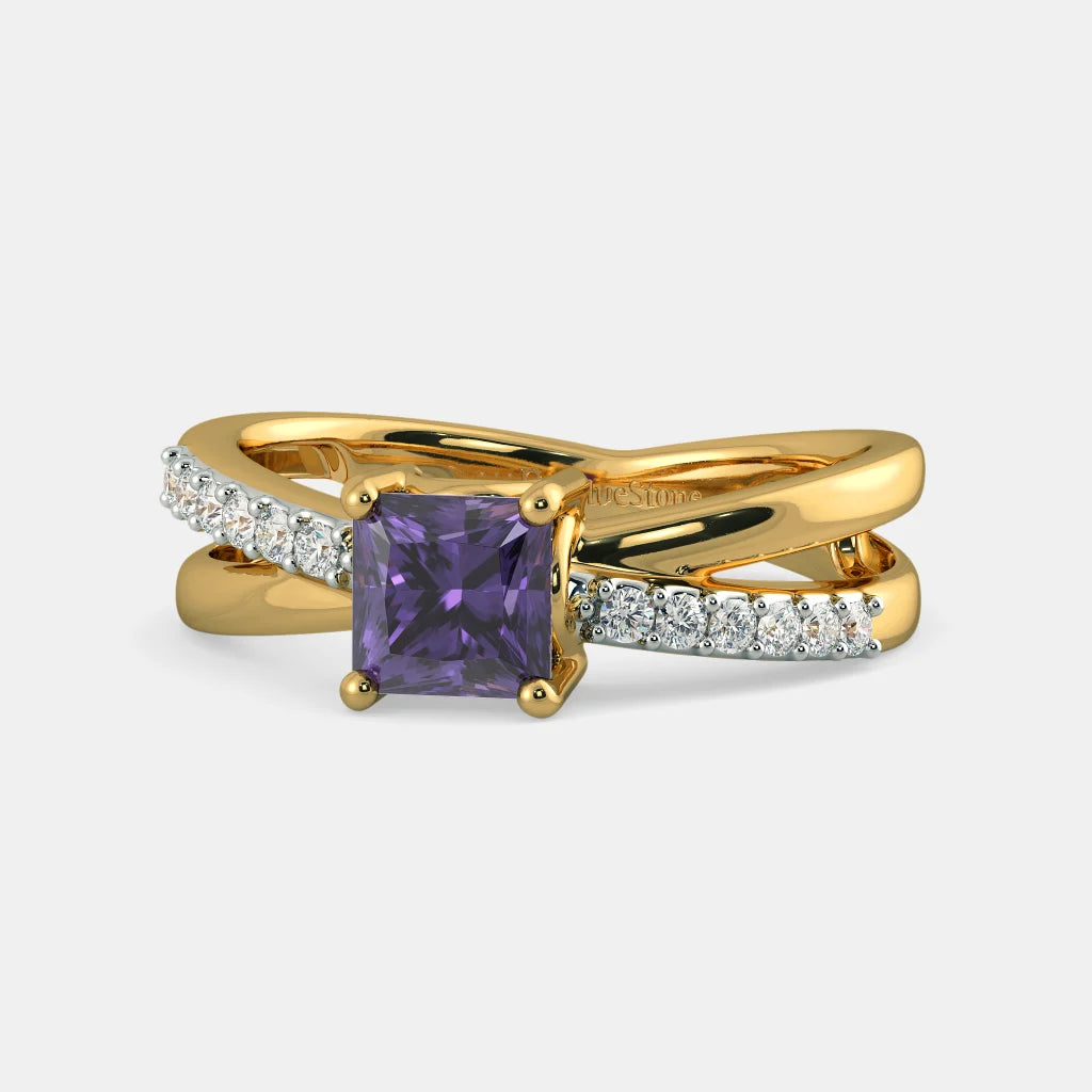 Diamond And Amethyst Elignia Ring