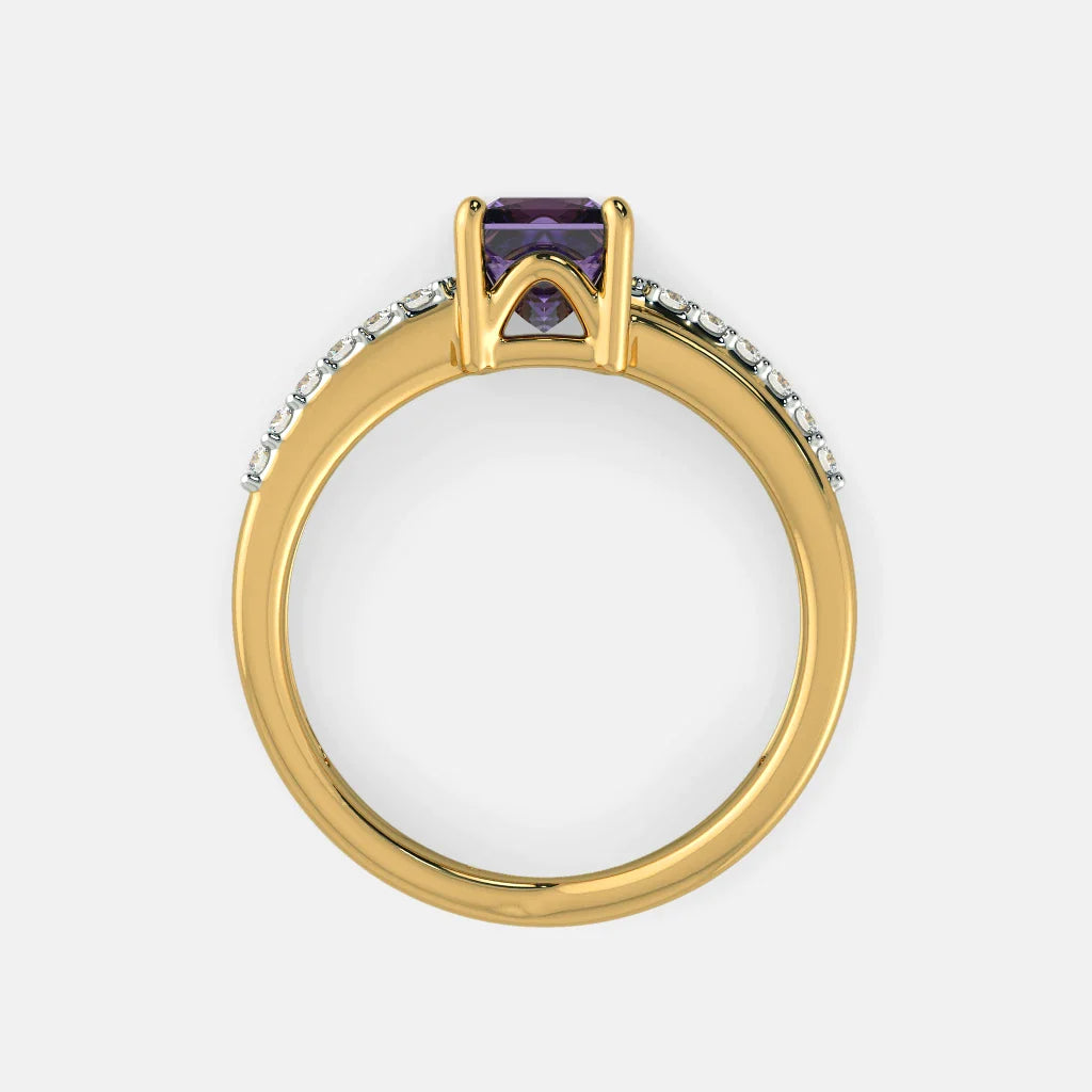 Diamond And Amethyst Elignia Ring