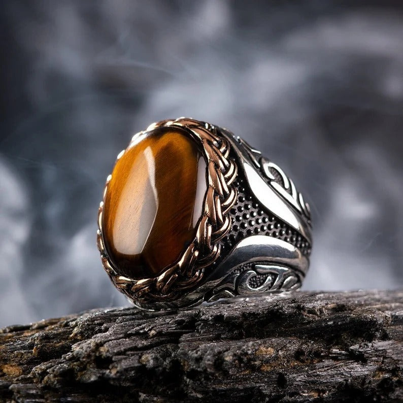 Tiger Eye Turkish Ring 925 Silver