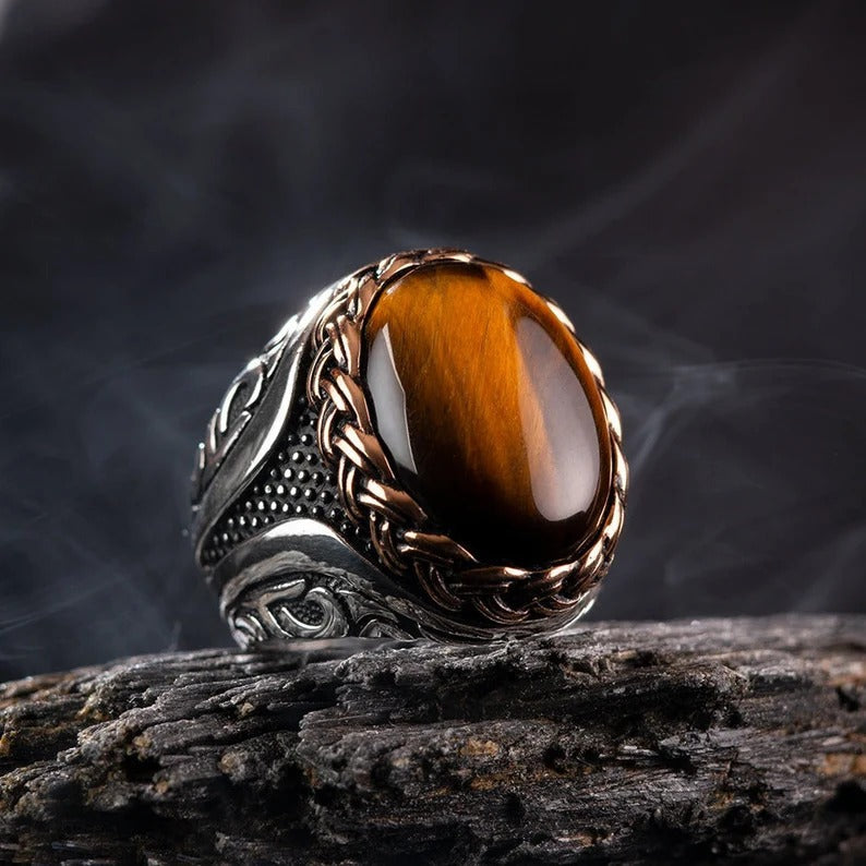 Tiger Eye Turkish Ring 925 Silver