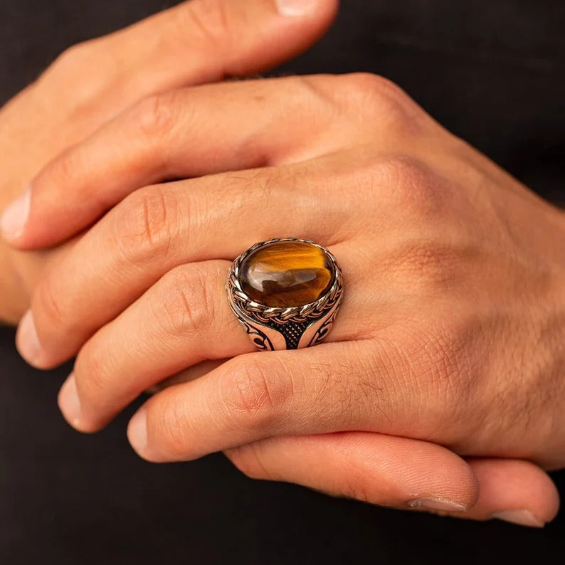 Tiger Eye Turkish Ring 925 Silver