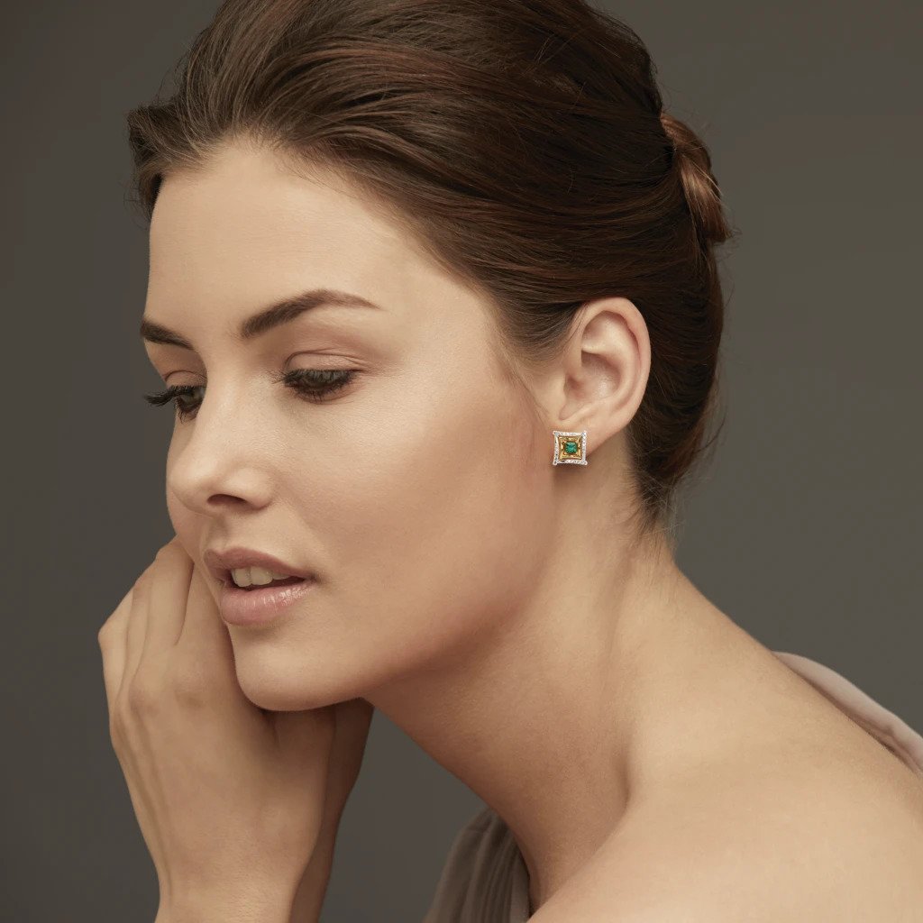 Gabrielle Stud Emerald Earrings