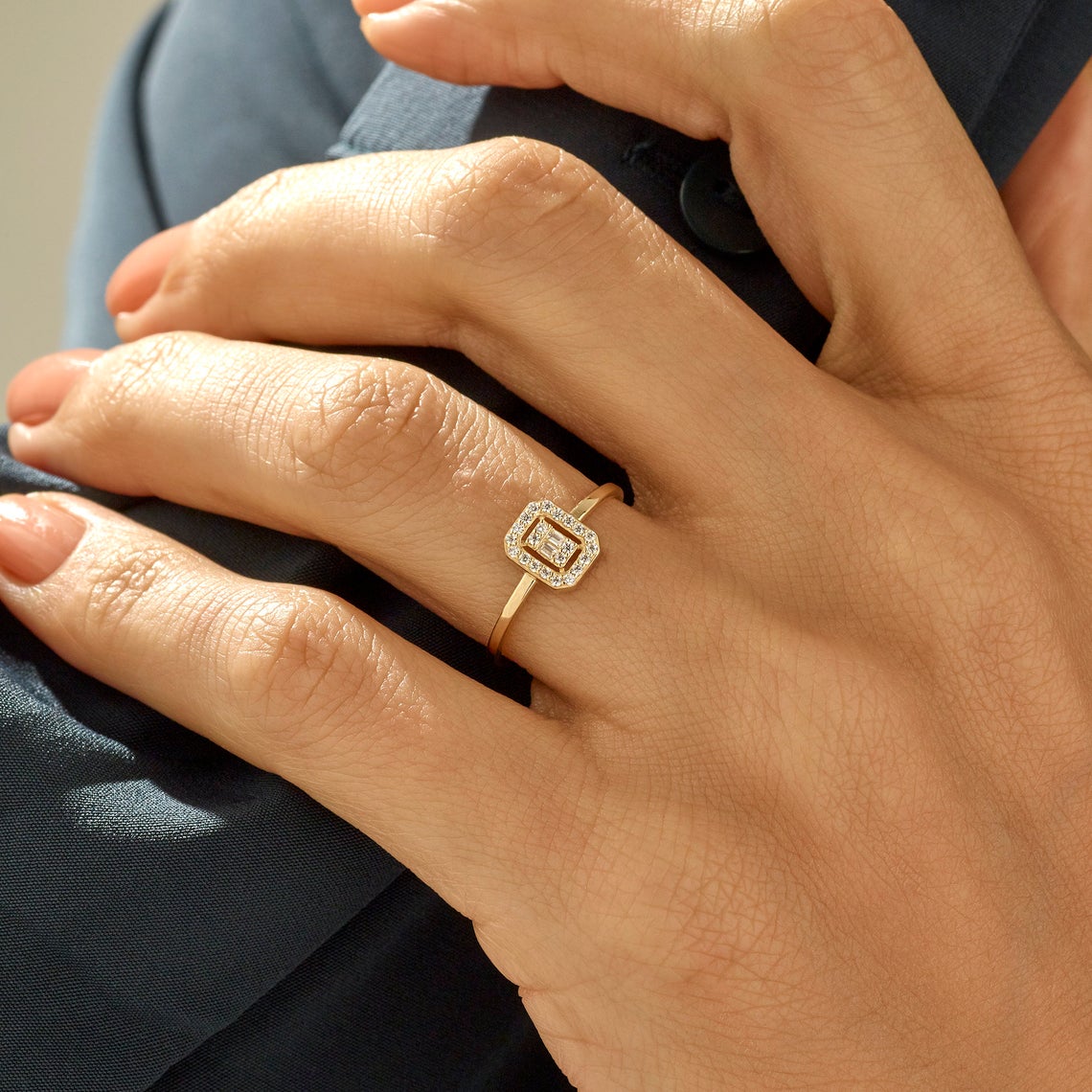 Rectangle Zircon Ring