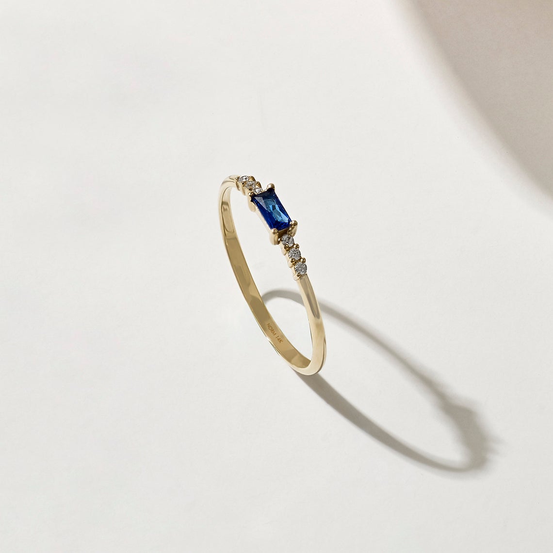 Minimalist Rectangle Blue Sapphire Ring