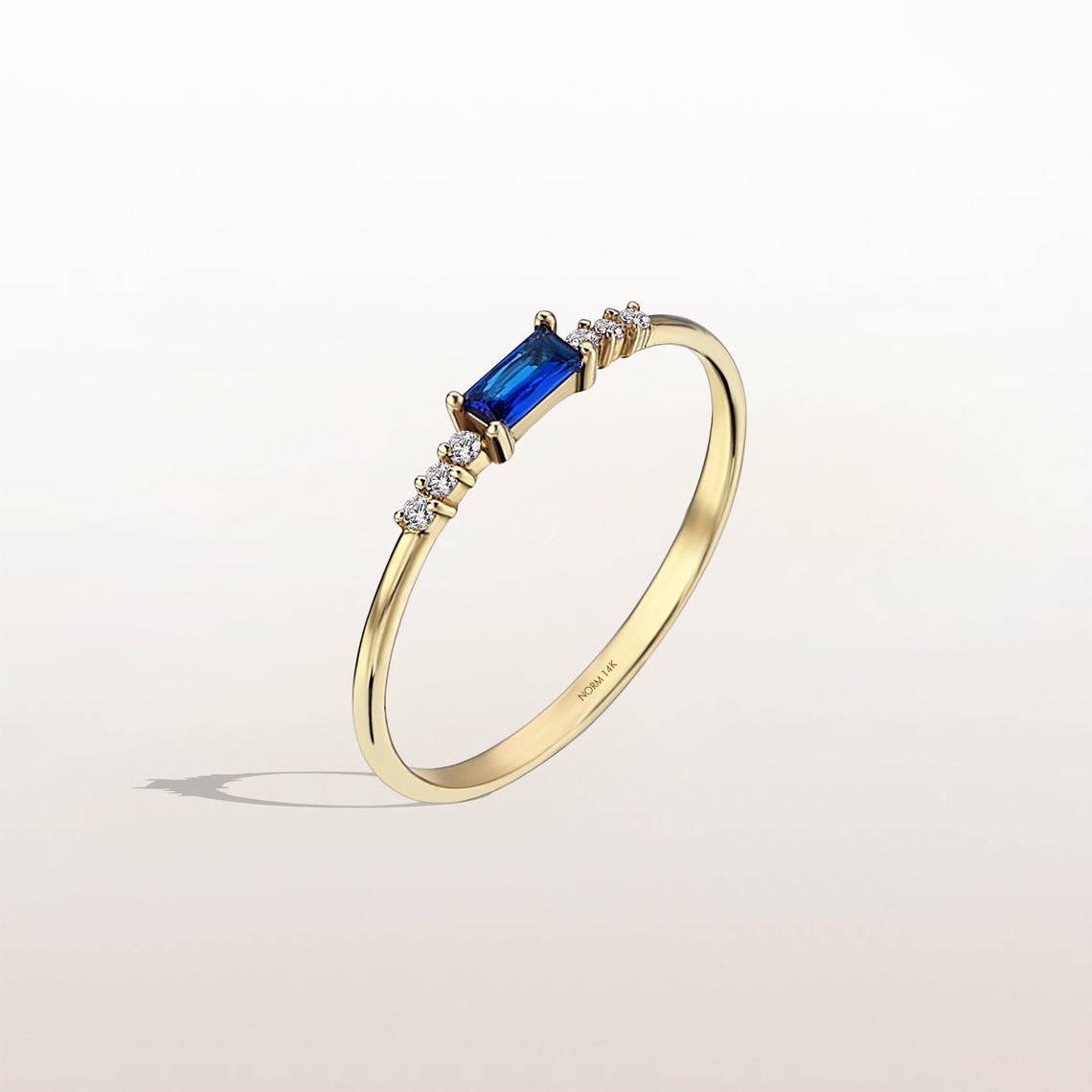 Minimalist Rectangle Blue Sapphire Ring