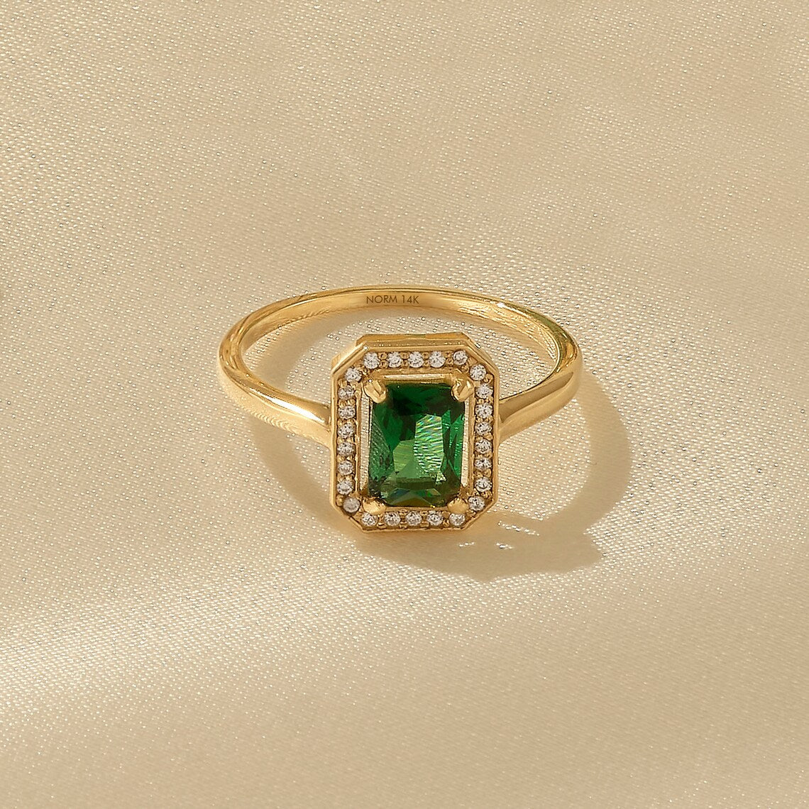 Square Emerald Ring 925 Silver