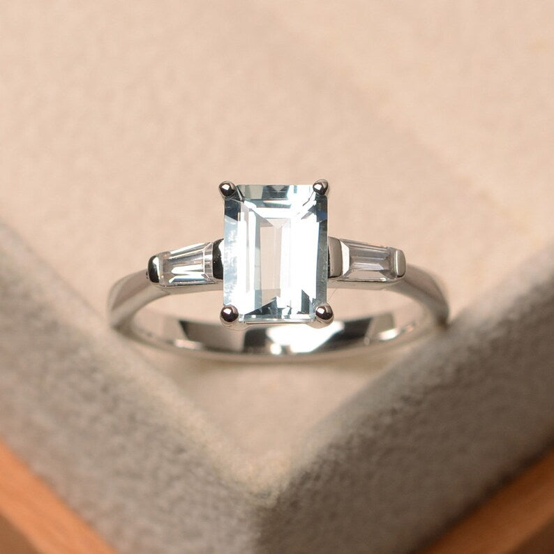 Promise Aquamarine Ring 925 Silver