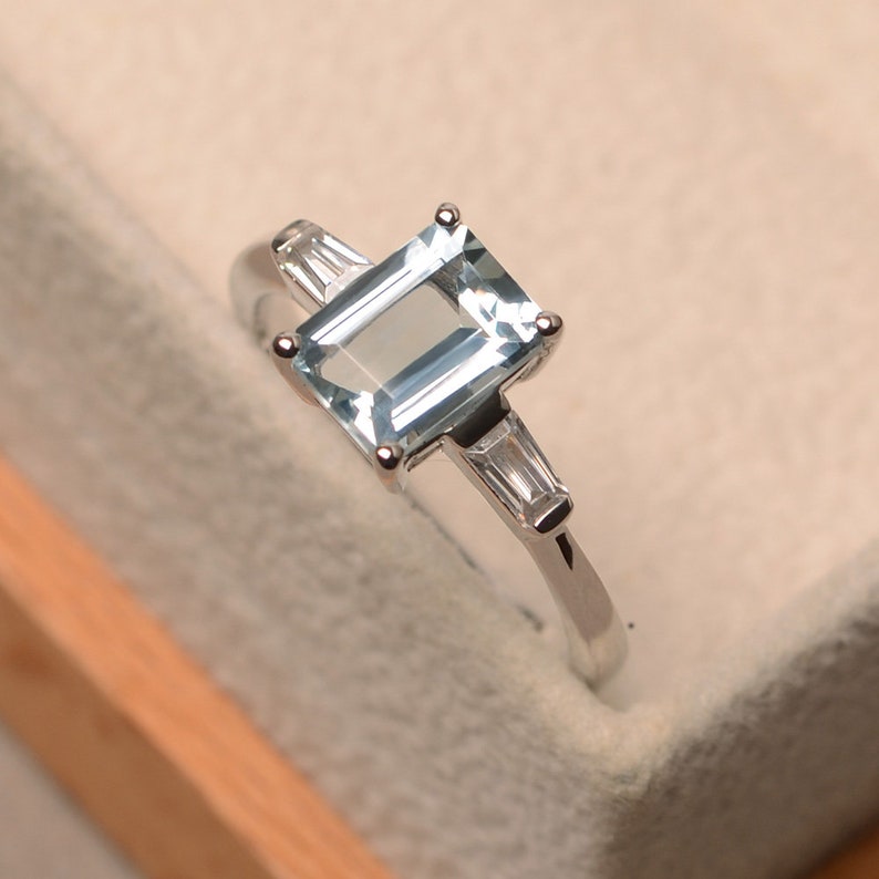 Promise Aquamarine Ring 925 Silver