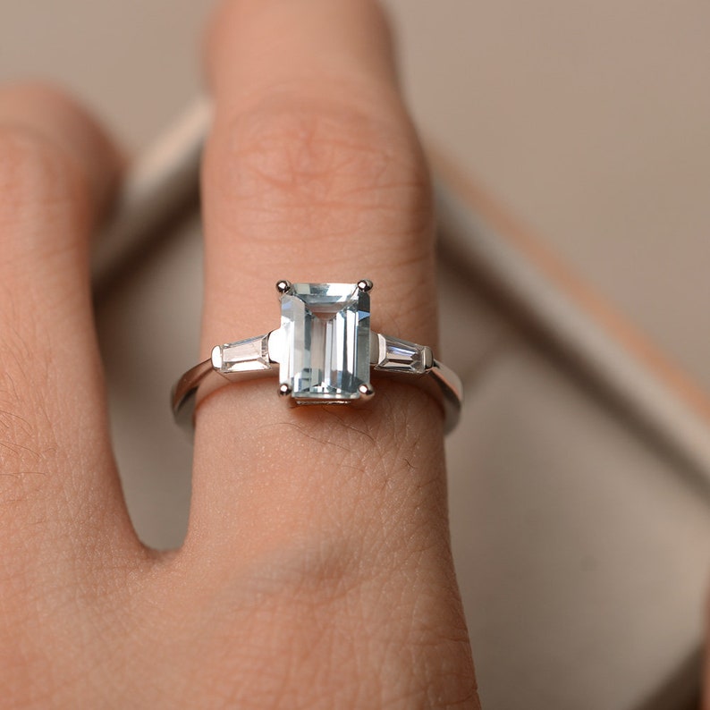 Promise Aquamarine Ring 925 Silver