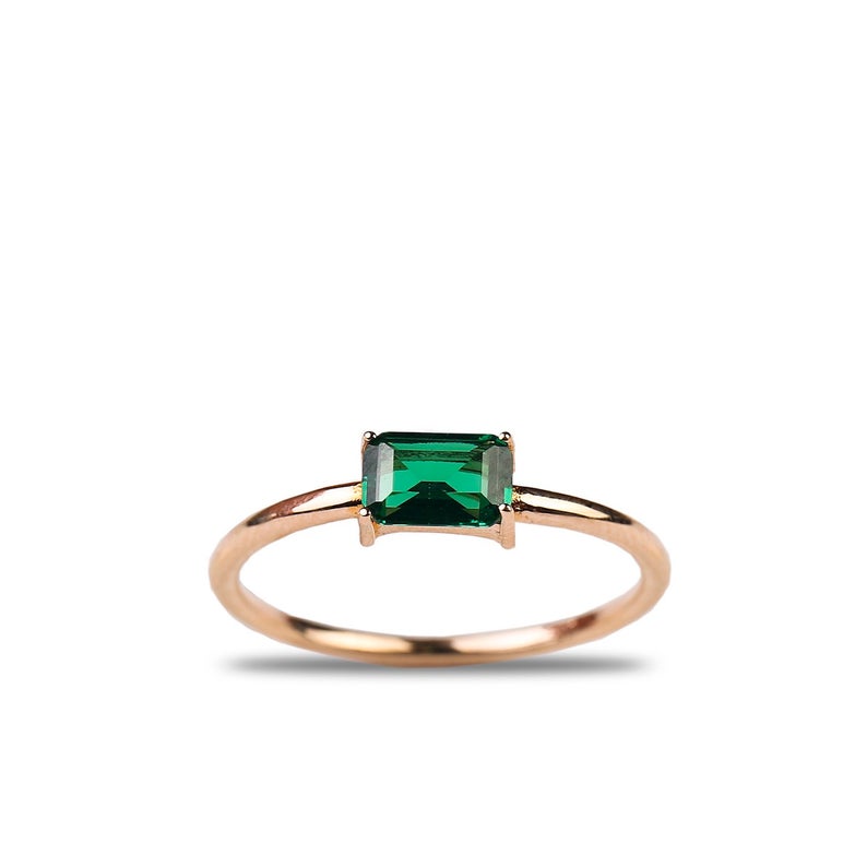 Minimalist Emerald Ring GREEN