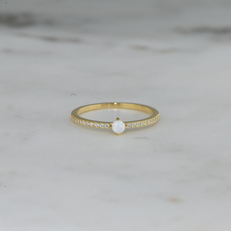 Minimalist Opal Ring White