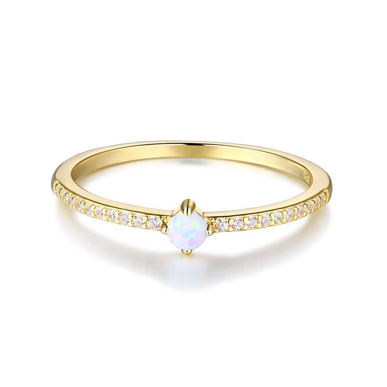 Minimalist Opal Ring White