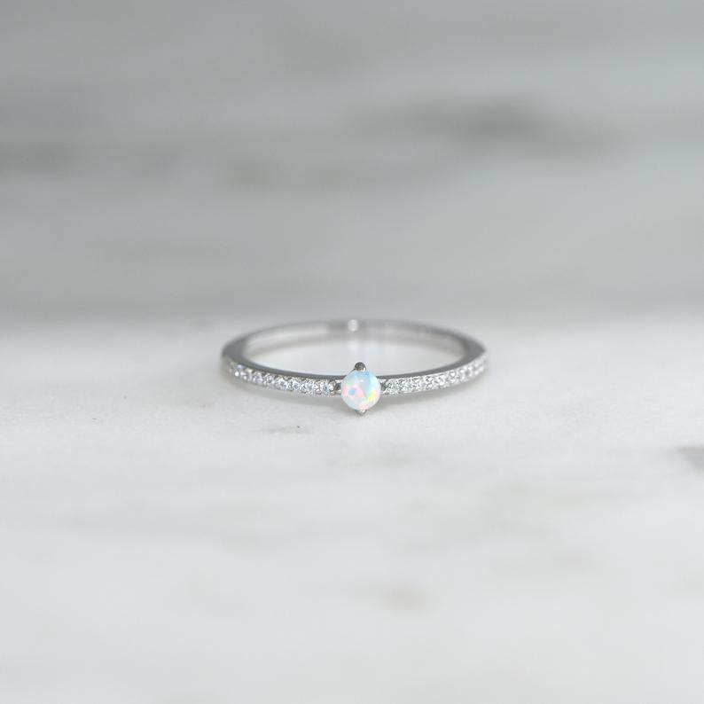 Minimalist Opal Ring White