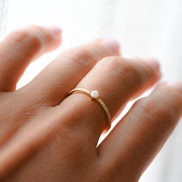 Minimalist Opal Ring White
