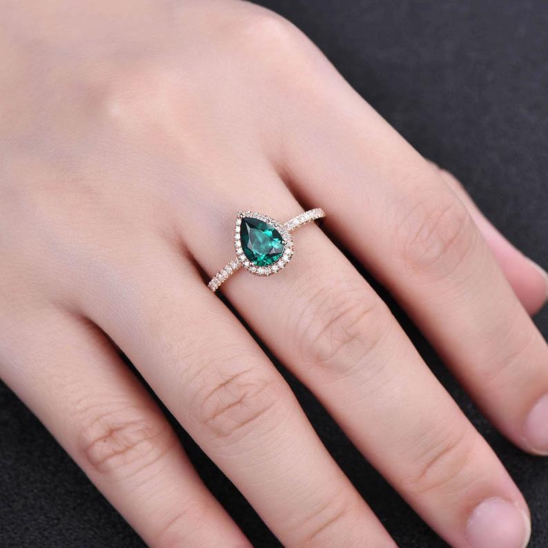 Emerald Green Pear Ring