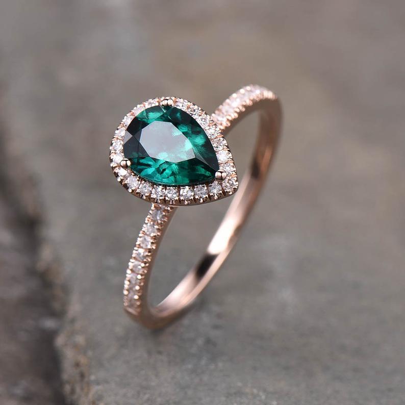 Emerald Green Pear Ring