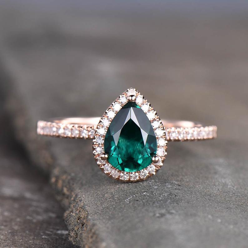 Emerald Green Pear Ring