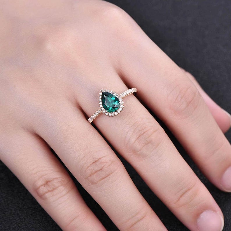 Emerald Green Pear Ring