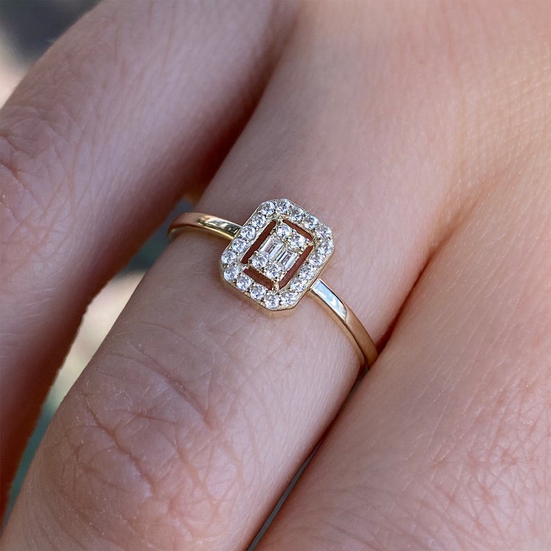Rectangle Zircon Ring