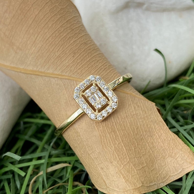 Rectangle Zircon Ring