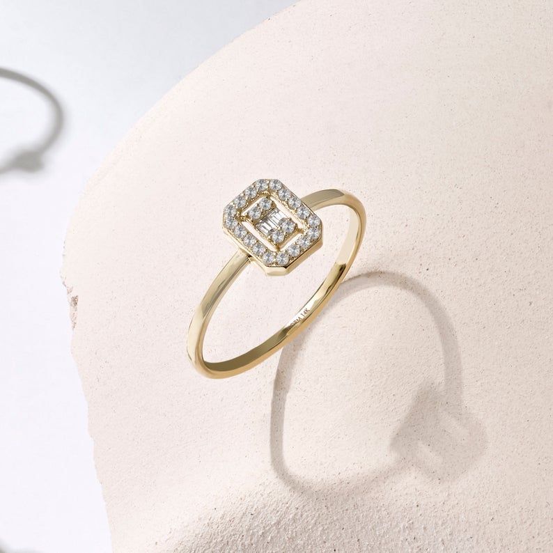 Rectangle Zircon Ring