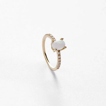 Oval Opal Solitaire Ring 925 SILVER