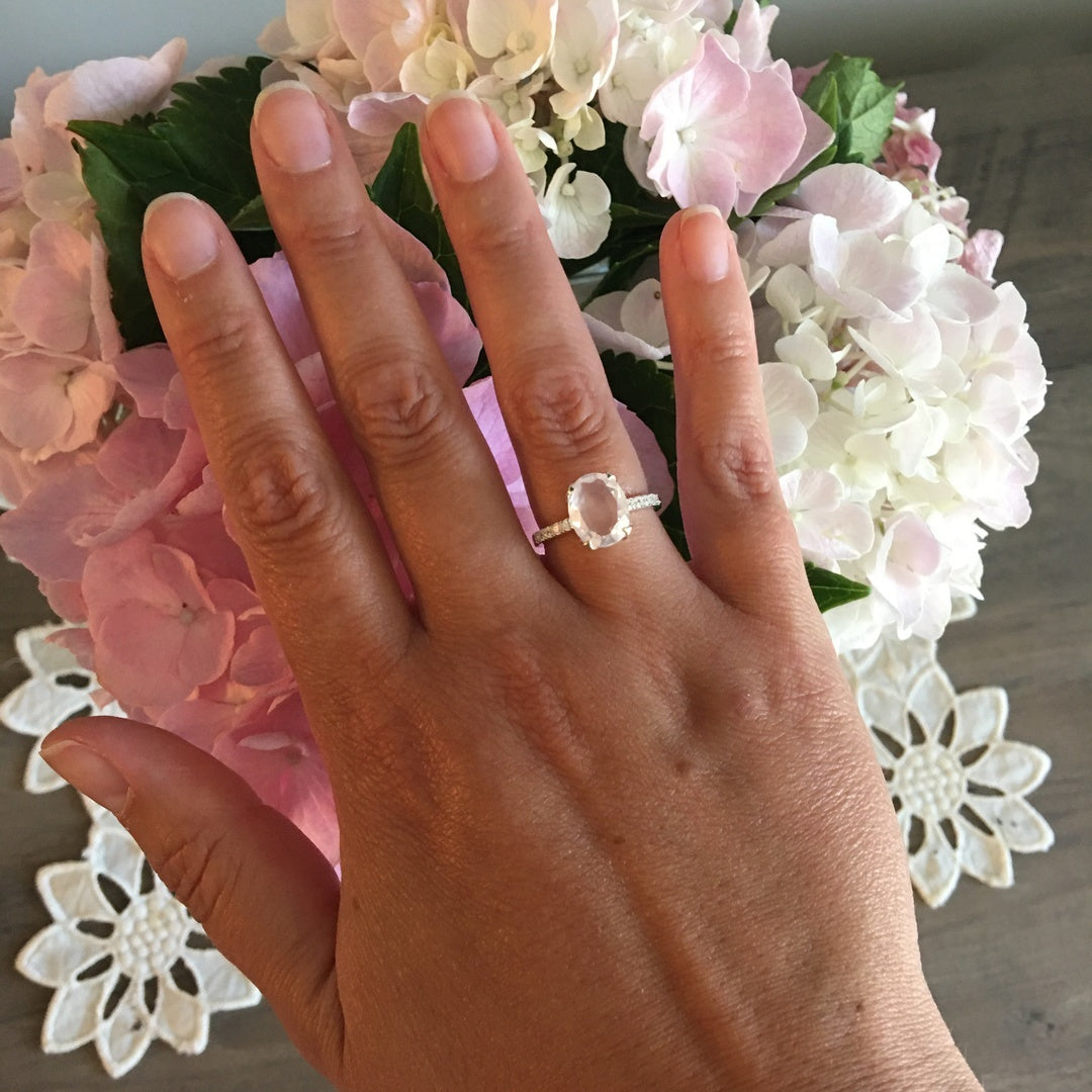 Rose Quartz Ring 925 Silver